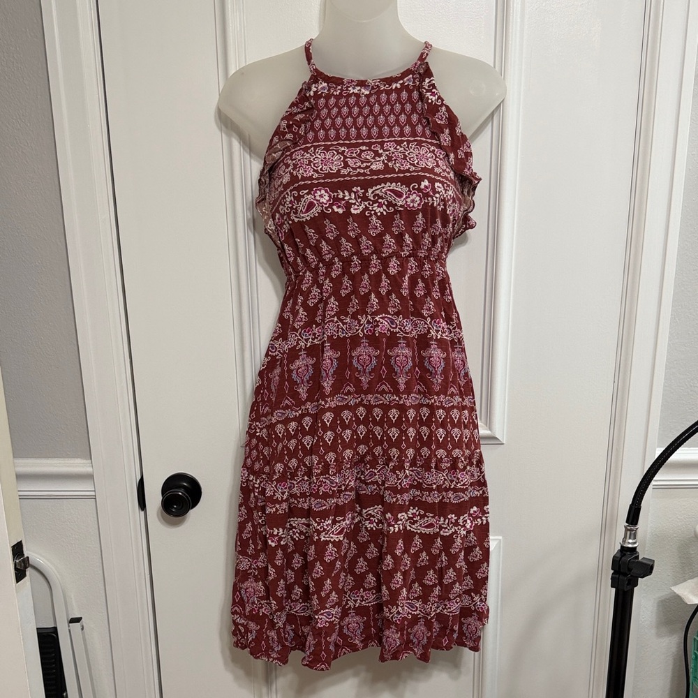 Girls Maroon Halter Dress